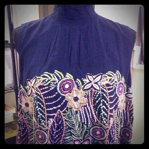 Kaari Blue Curvy Navy Floral Palm Explosion